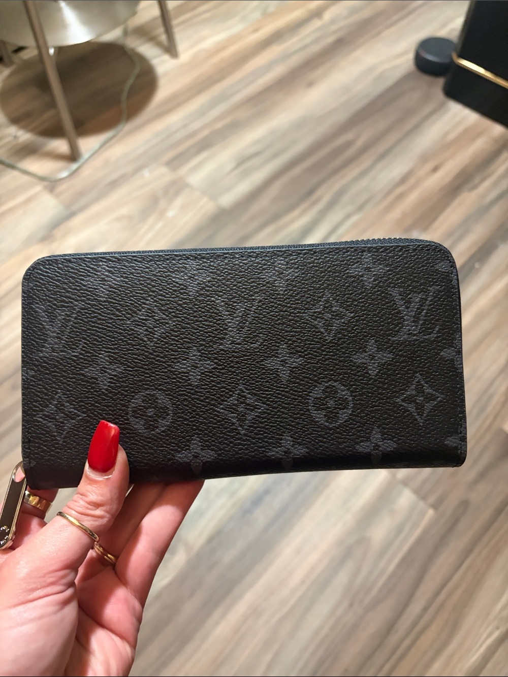 Louis Vuitton Black Monogram Zip Around Wallet